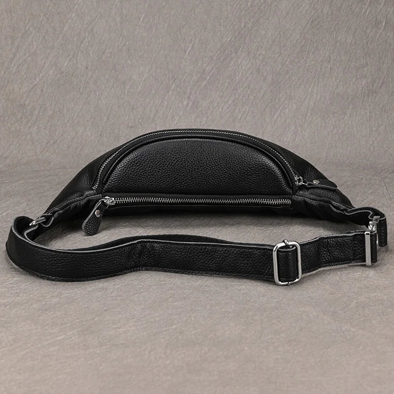 Femlion Leather Belt Bag: Men's Anti-theft Waist Pack & Chest Bag