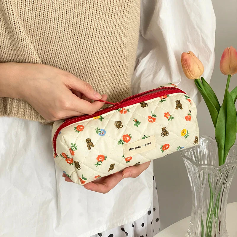 Femlion Cotton Makeup Bag: Cute, Portable Cosmetics Organizer for Women