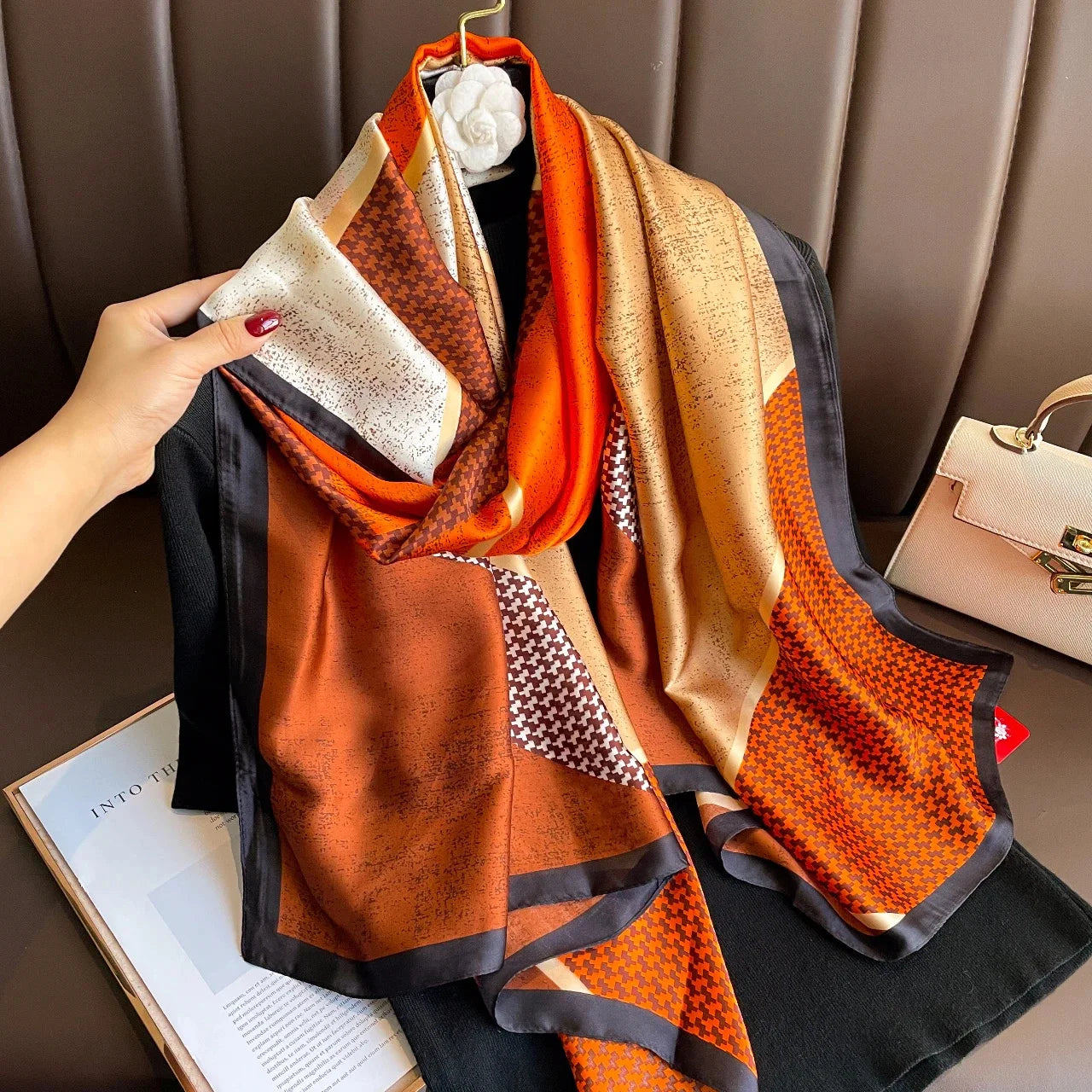 2024 Femlion Designer Silk Scarf for Women - Luxury Foulard Hijab Wrap