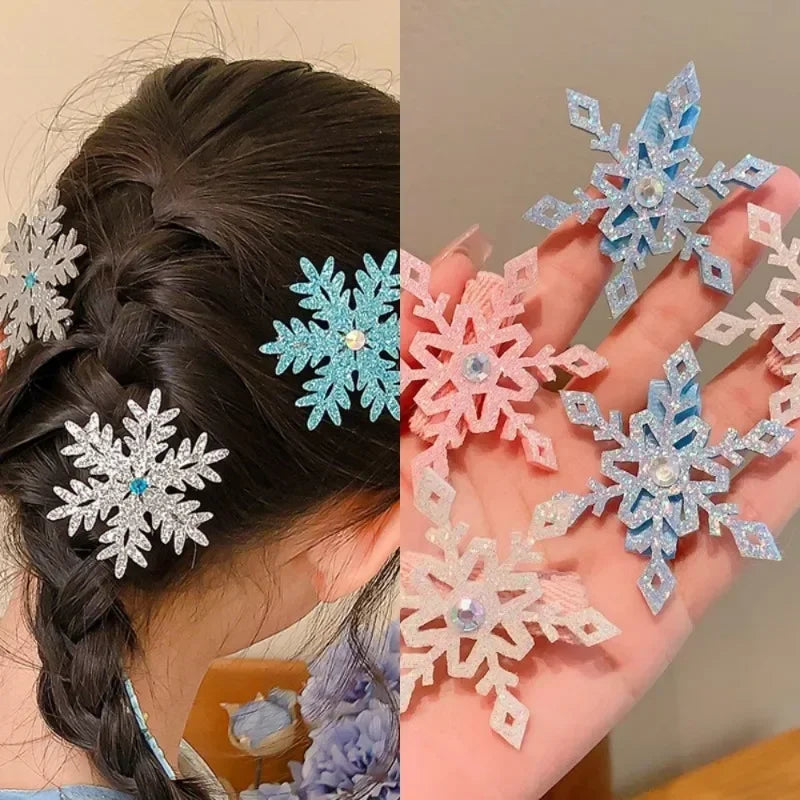 Femlion Sweet Snowflake Hair Side Clips for Girls, Princess Headwear Hairpins