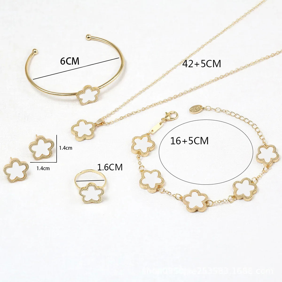 Femlion Plum Blossom Jewelry Set: Bracelet, Necklace, Earring, Ring - Luxury Gift for Women