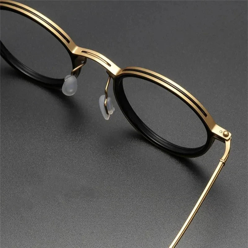 Femlion Round Frame Anti Blue Light Reading Glasses Luxe Clear Lens Metal Unisex