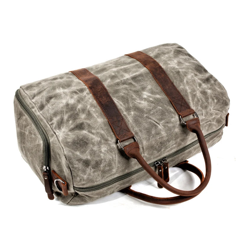 Femlion Canvas Travel Messenger Bag for Men: Retro Style with Large Capacity