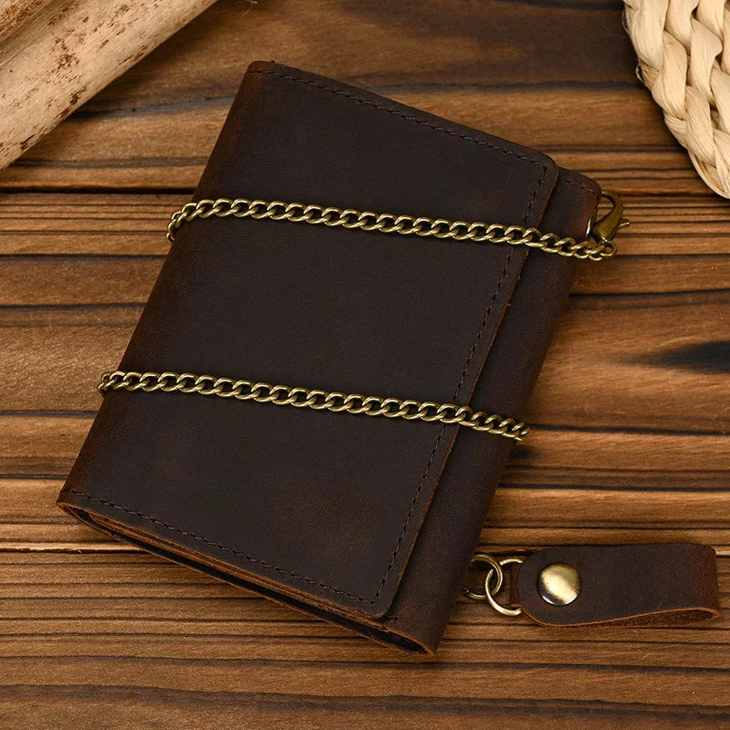 Femlion Men's Leather Wallet: First Layer Cowhide Money Clip Slim Card Bag