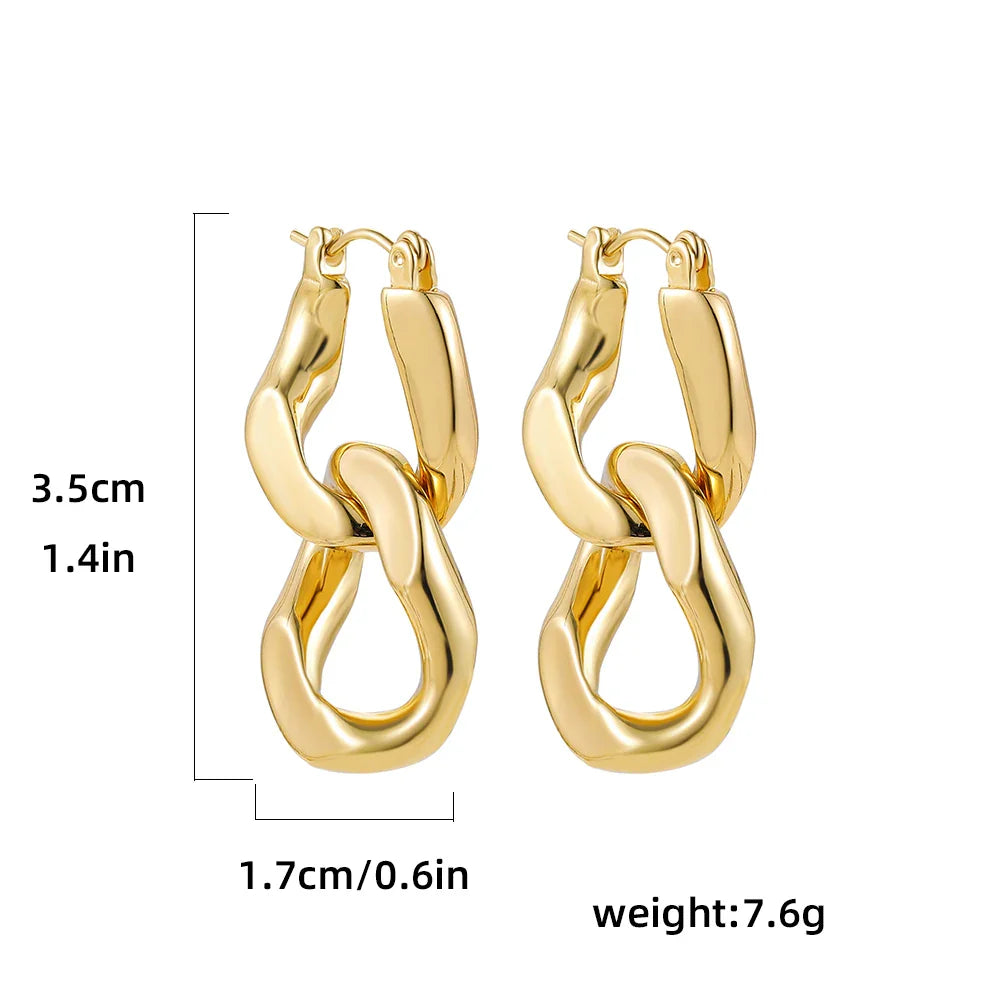 Femlion Twisted Cuban Chain Drop Earrings: Punk Cool Party Jewelry for Women