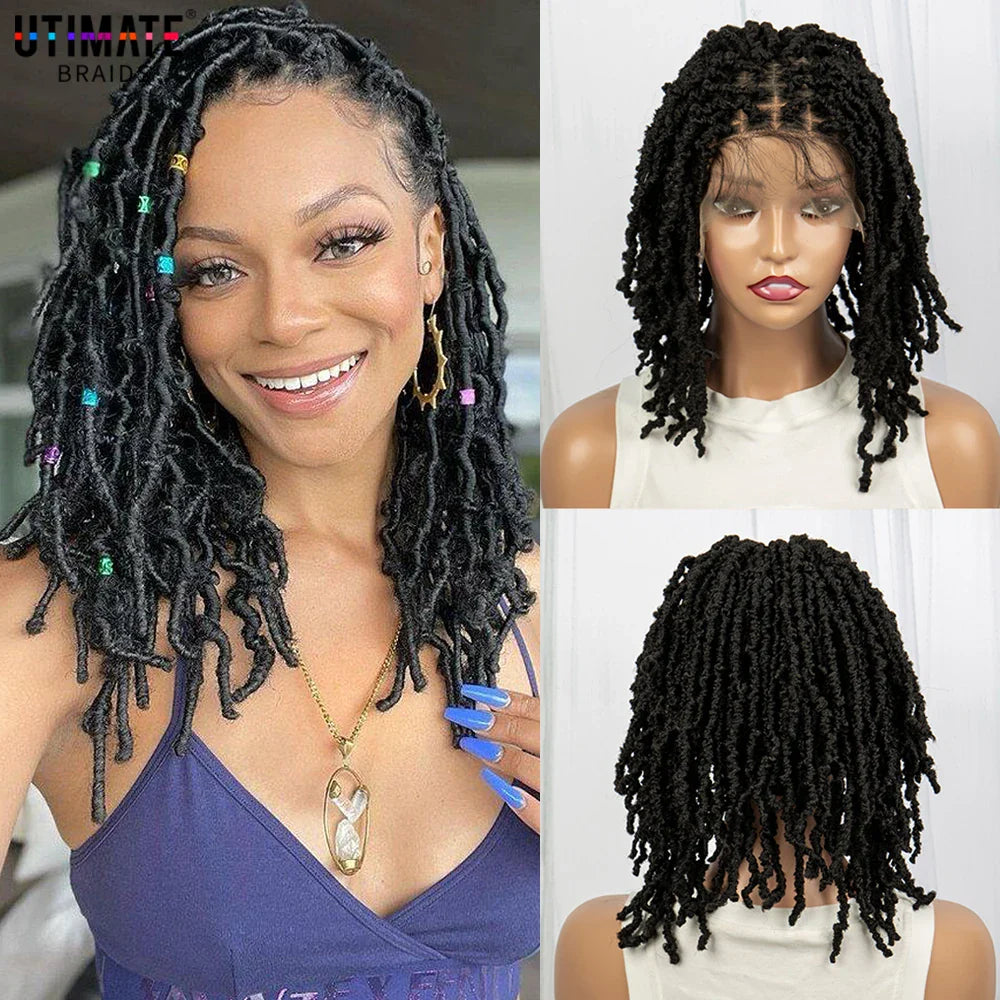 Femlion 14" Knotless Braided Lace Front Bob Wig for Black Women