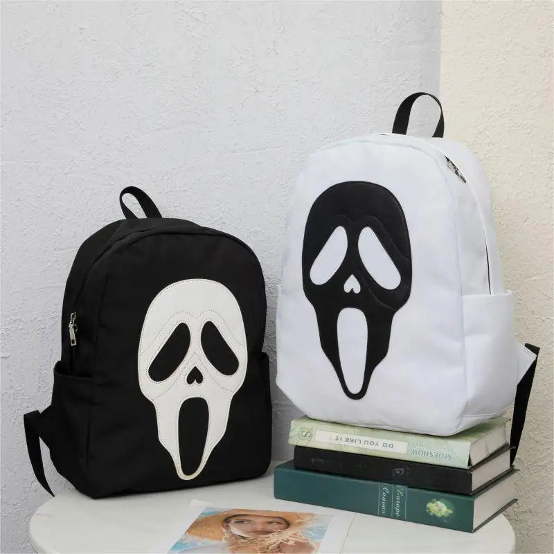 Femlion Black Skull Ghost Backpack: Cute Halloween Designer Rucksack