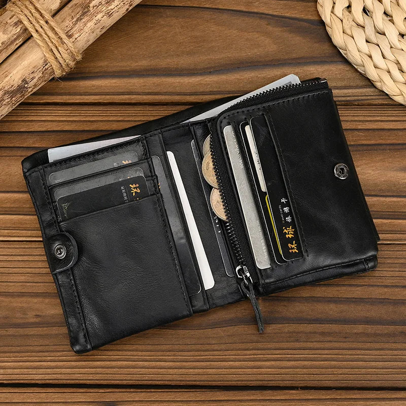 Femlion Men's Genuine Leather Wallet with Card Holder and Coin Pocket