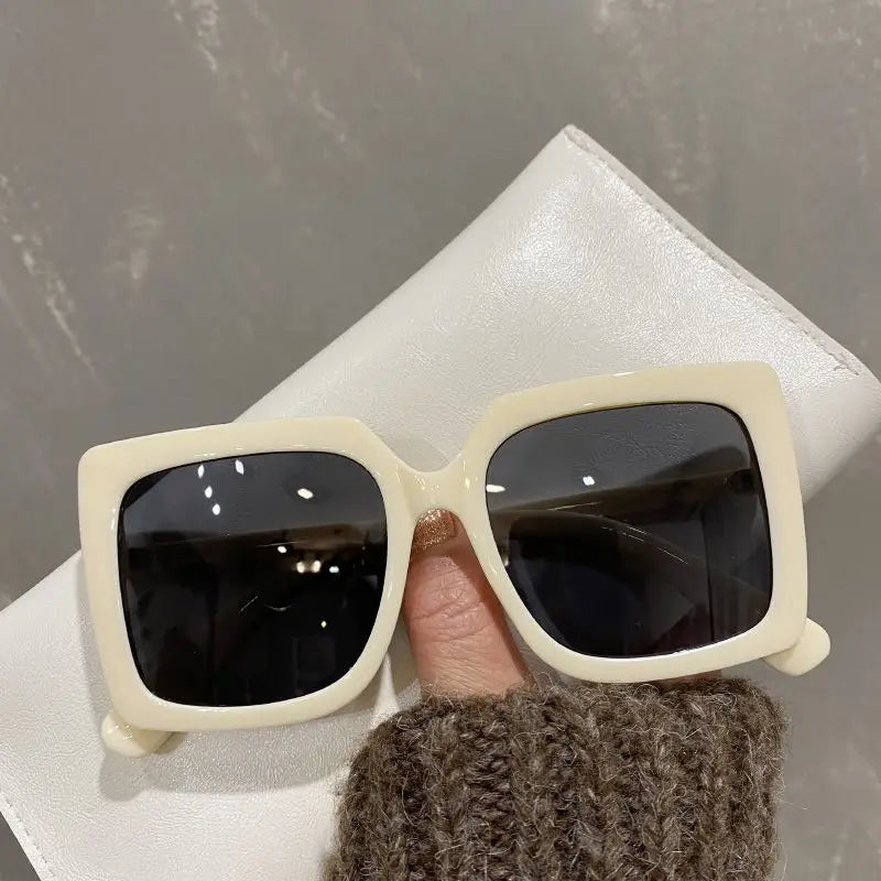 Femlion Retro Oversized Square Sunglasses for Women Gradient Vintage Mirror Shades