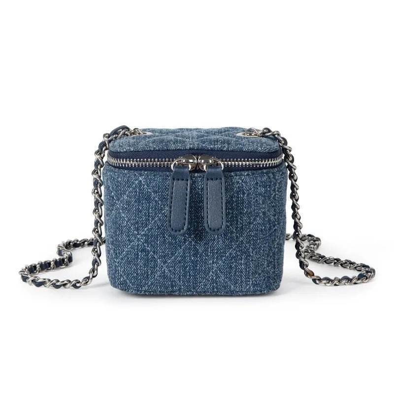 Femlion Denim Chain Crossbody Bag Small Shoulder Purse 2024 New Luxury Handbag