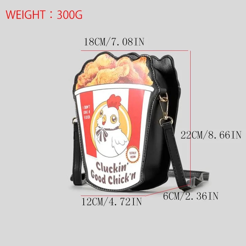 Fun Fried Chicken Bucket Design Crossbody Bag for Women by Femlion - Cute & Stylish Shoulder Purse