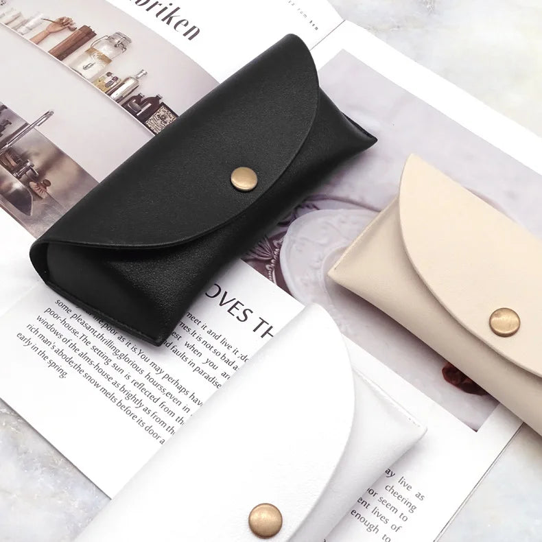 Femlion PU Leather Eyeglasses Case: Stylish Solid Color Protector Box for Women's Reading Glasses