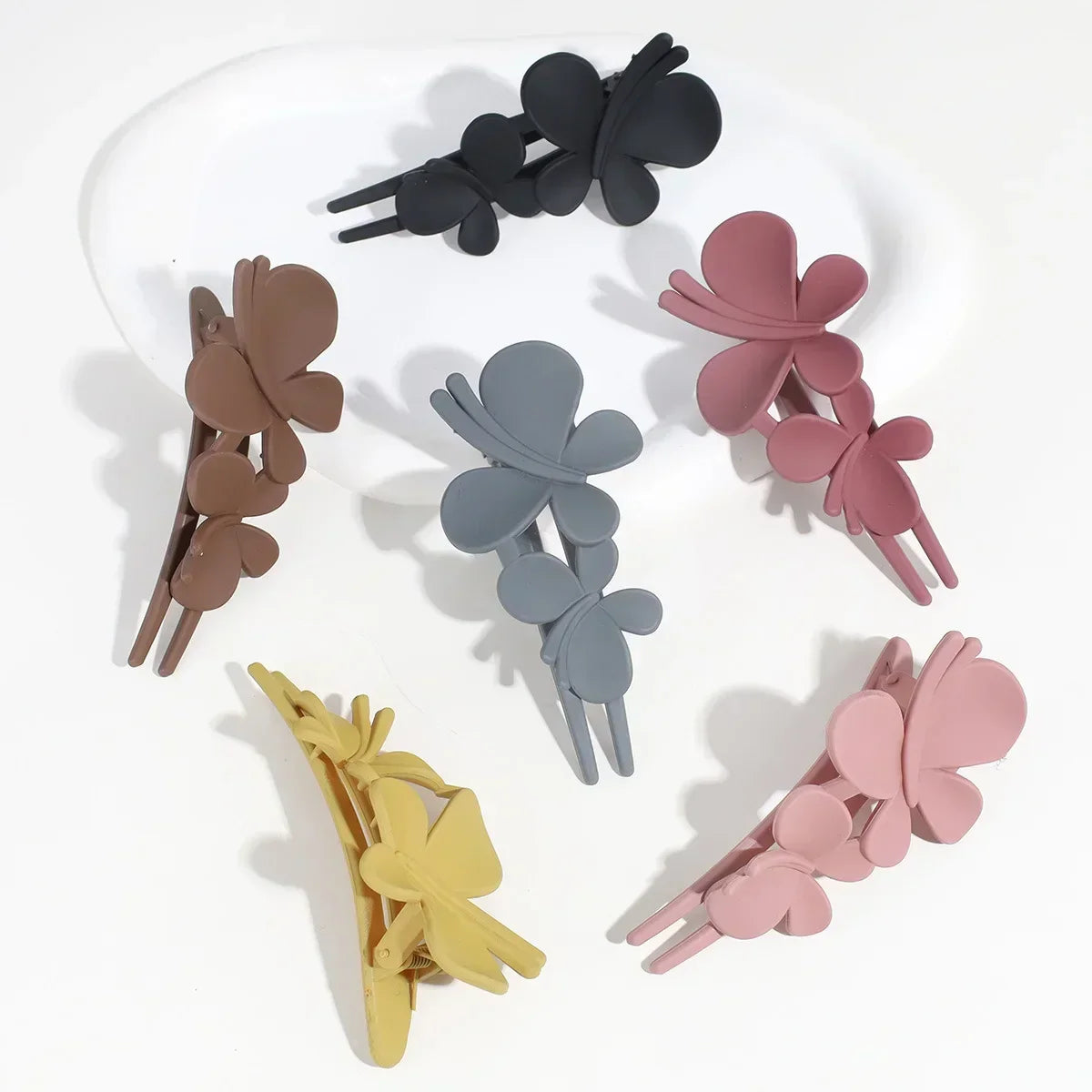 Femlion Elegant Double Butterfly Hair Clips for Women - Korean Style Large Ponytail Clip