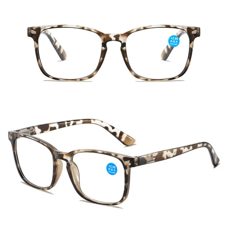 Femlion Square Frame Anti Blue Light Reading Glasses Diopter +1.0-+4.0 Unisex Fashion Eyewear.