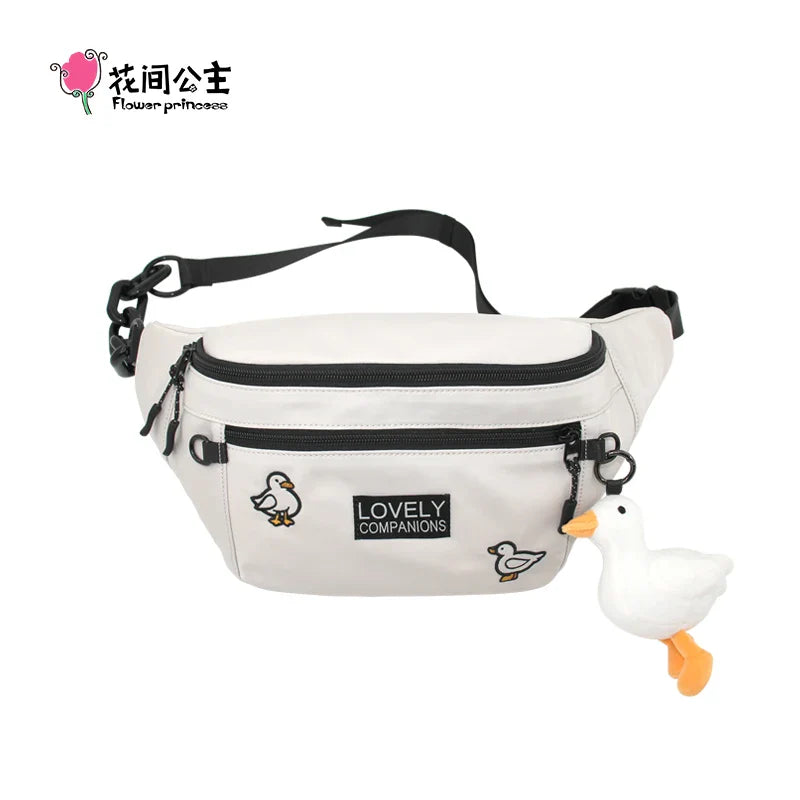 Femlion Flower Princess Chest Bag 2024: Trendy White Black Crossbody Shoulder Bag