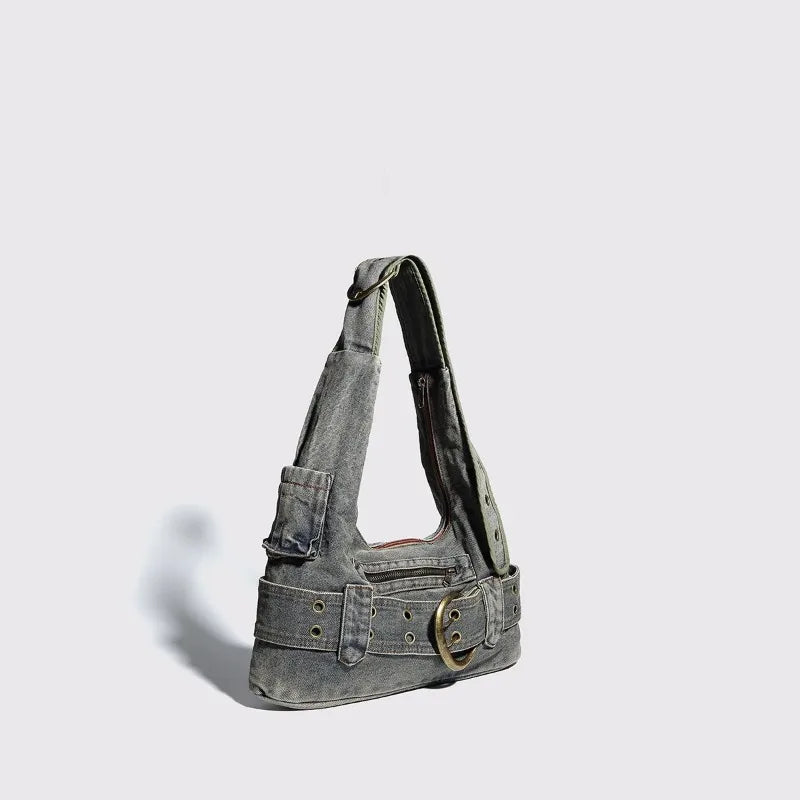 Femlion Denim Shoulder Bag: Stylish Women's Underarm Handbag for Fashionable and Versatile Looks