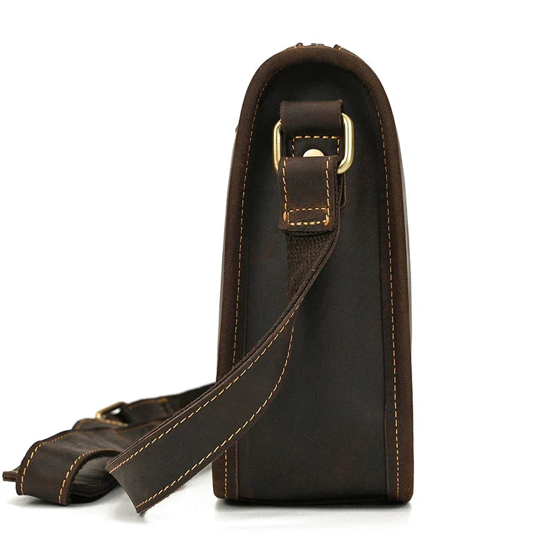 Femlion Retro Crazy Horse Leather Shoulder Bag