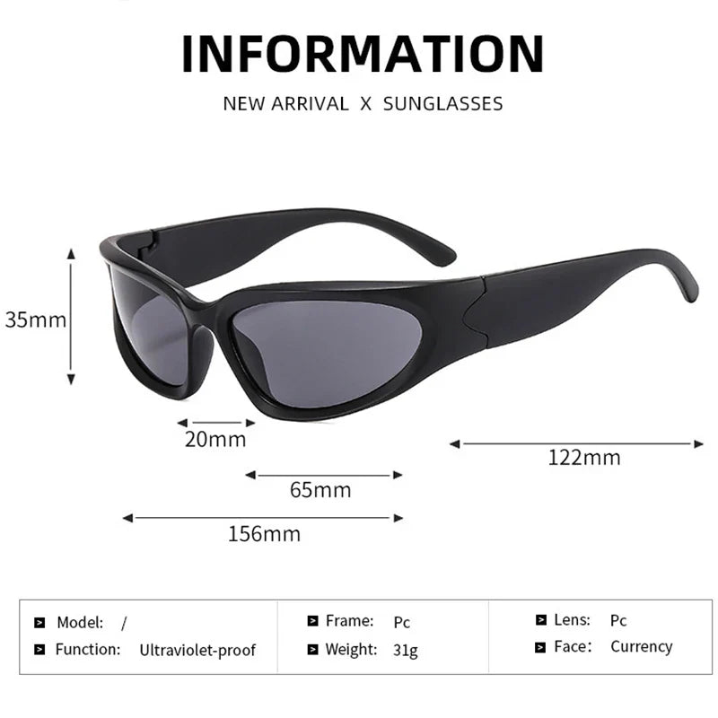 Femlion 2000's Punk Wrap Around Sunglasses UV400 Visor Eyewear Goggles