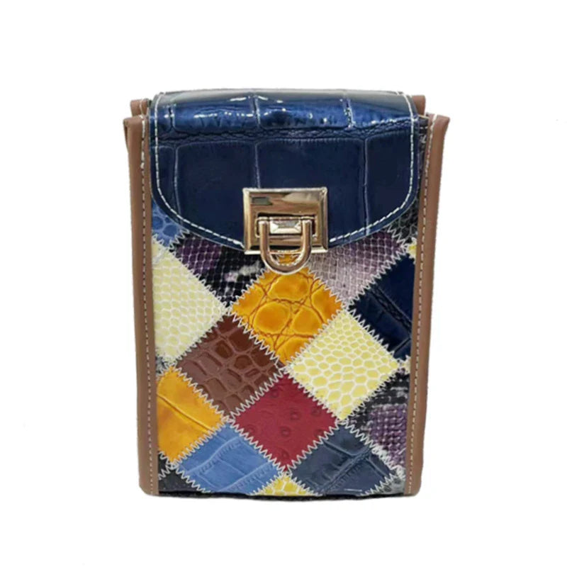 Femlion Genuine Leather Colorful Crossbody Bag for Women