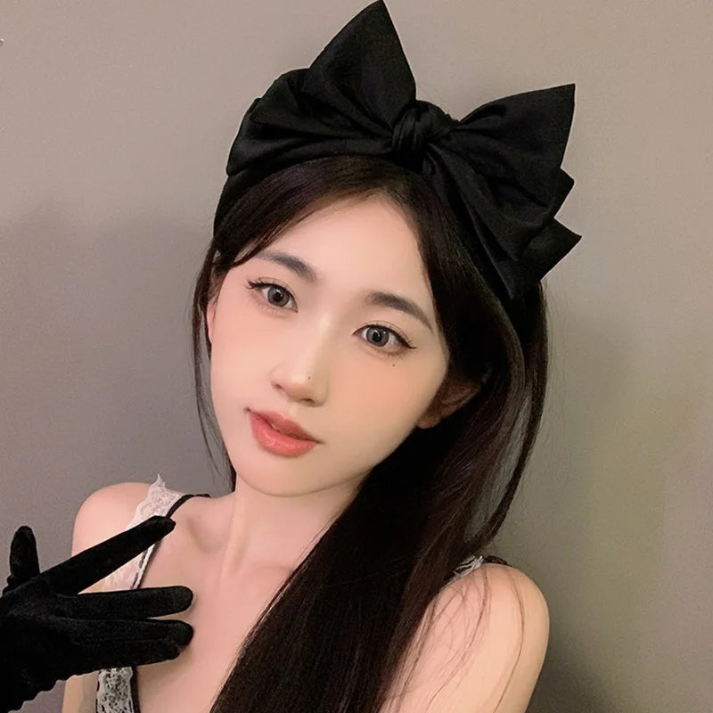 Femlion Black Bow Hair Hoop for Women, Elegant Korean Fashion Headwear