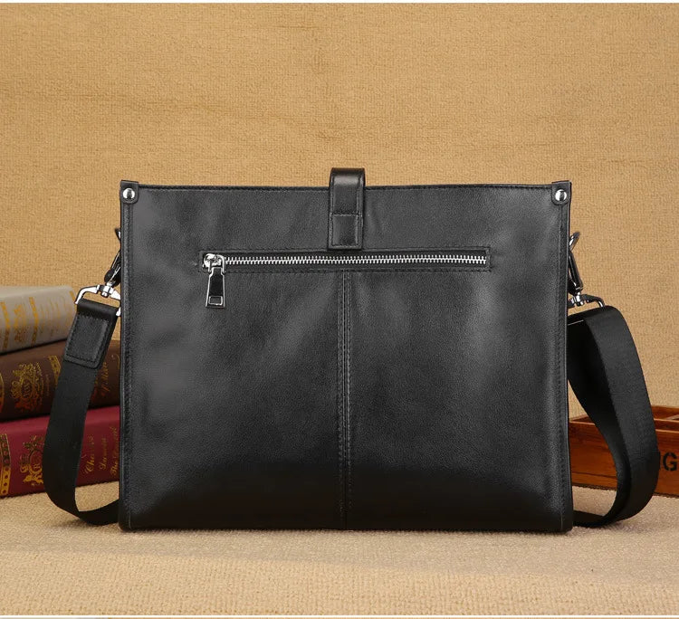 Femlion Men's Genuine Leather Business Envelope Shoulder Bag