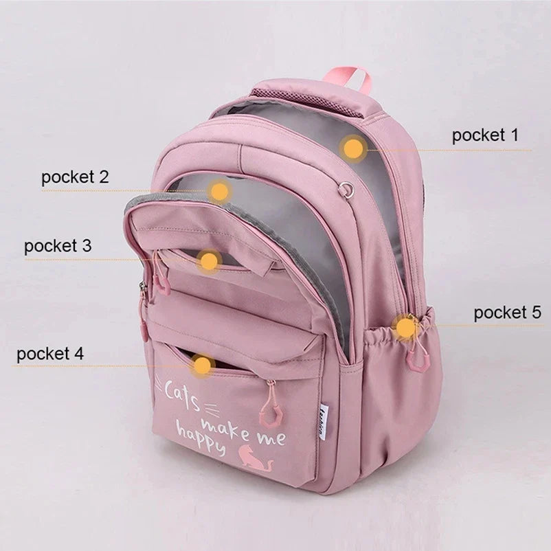 Femlion Pink School Bag Backpack for Teen Girls and Kids