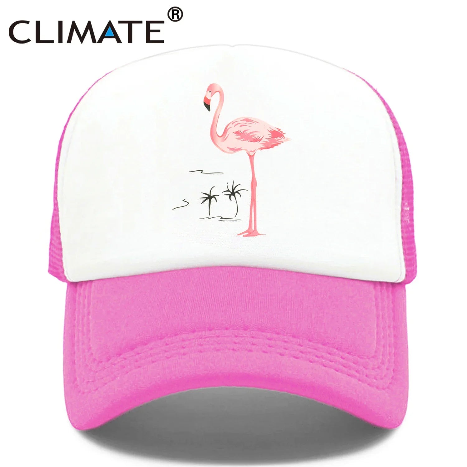 Femlion Pink Rose Flamingo Cap | Girls Women Hip Hop Mesh Baseball Hat