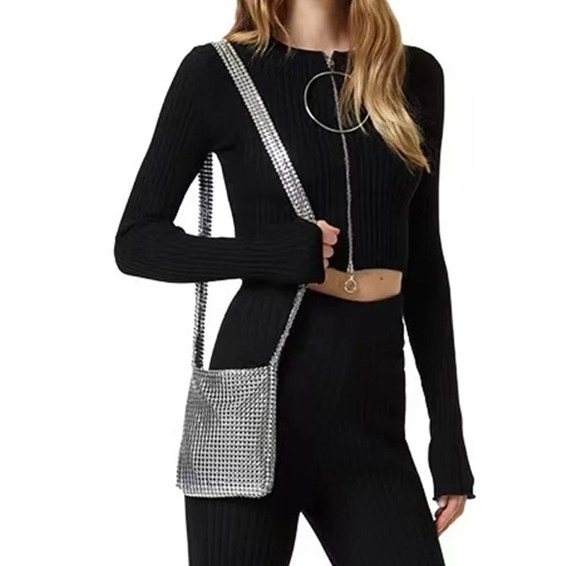 Femlion Metal Mesh Crossbody Bag: Designer Shinny Women's Shoulder Bag & Party Purse