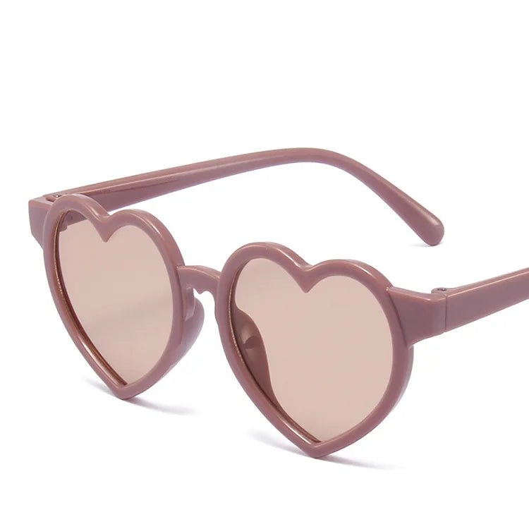 Femlion Kids Pink Candy Heart Sunglasses - Fashionable Korean Style Girls Eyeglasses