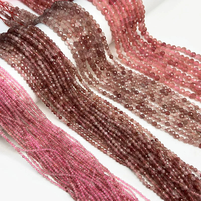 Faceted Strawberry Quartz Beads by Femlion: Crystal Stones for DIY Jewelry Making