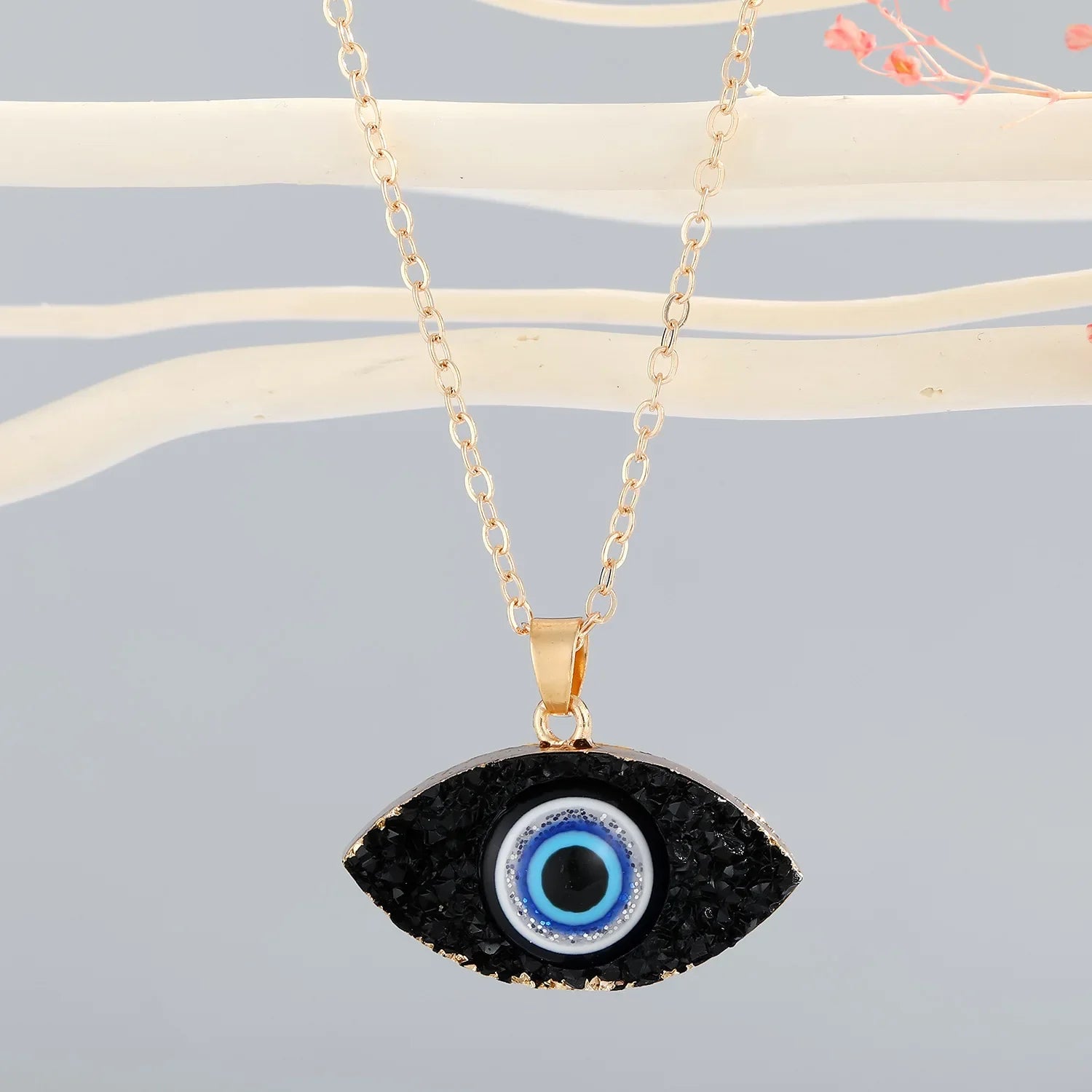 Femlion Bohemian Resin Evil Eye Pendant Necklace for Women - Lucky Demon Eyes Choker