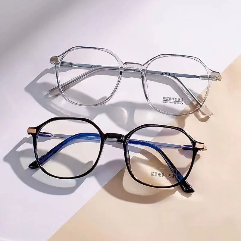 Femlion Anti Blue Light Irregular Polygon Sweet Frame Round Optical Glasses