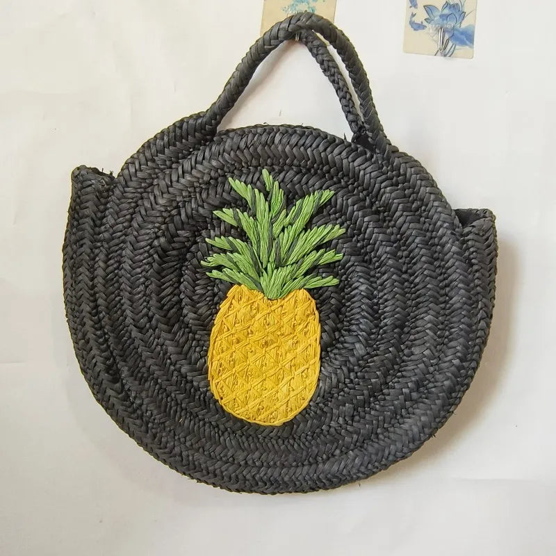 Femlion Pineapple Coconut Straw Woven Shoulder Bag