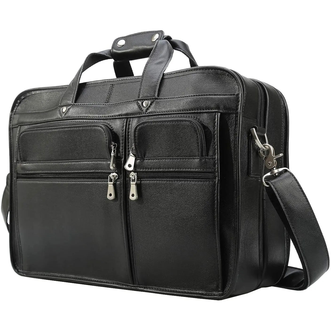 Femlion Vintage Leather Business Briefcase with Pockets and Laptop Compartment