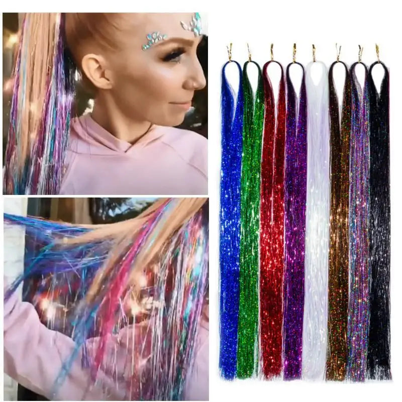 Femlion Holographic Hair Tinsel: Sparkle Glitter Hair Extensions - 120 Strands