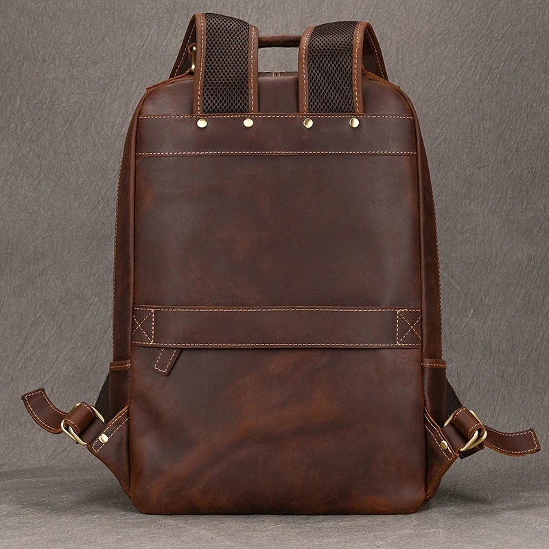 Femlion Vintage Style Leather Travel Backpack for Men