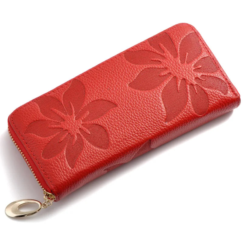 Femlion Luxury Leather Long Wallets for Women: Fashionable Zipper Purse with Large Capacity