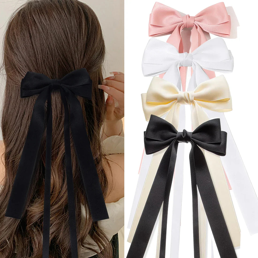 Femlion Double Bowknots Hair Clips with Tassel Barrettes for Girls