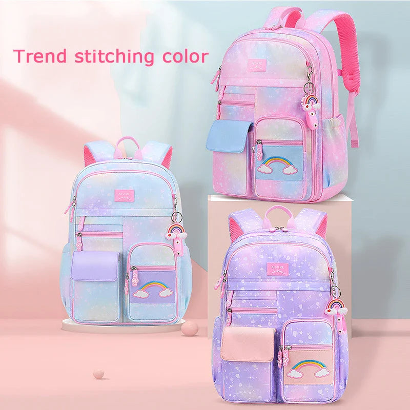 Femlion Rainbow Series Princess School Backpack for Girls