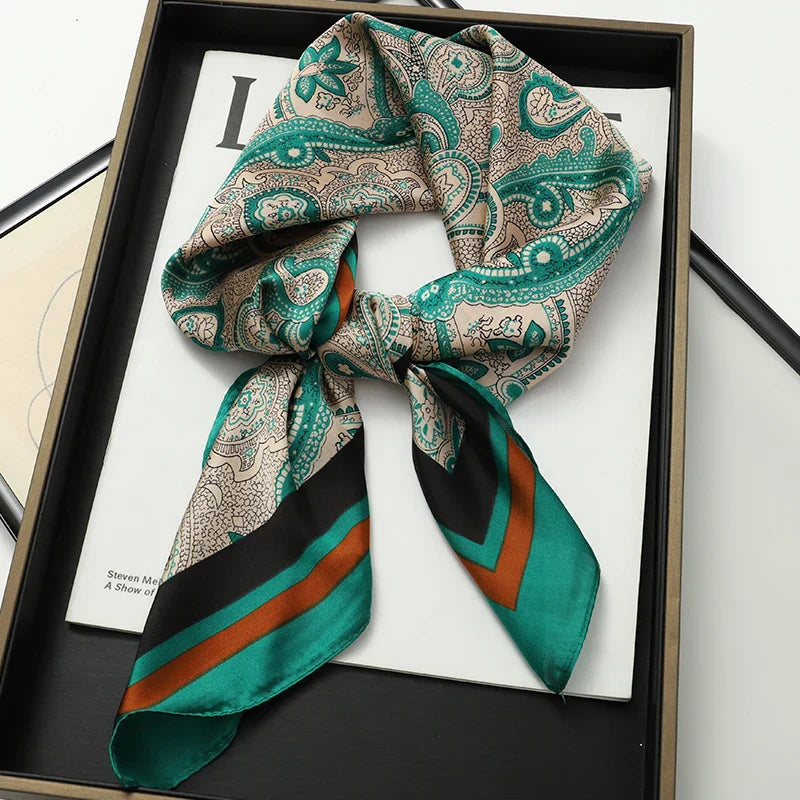 Femlion Leopard Print Silk Satin Shawl for Women: Stylish Square Neck Scarf & Hair Wrap