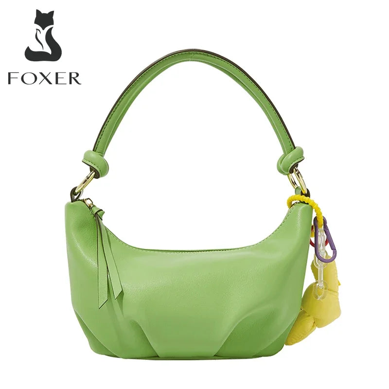 Femlion Stylish Leather Shoulder Bag for Women with Colorful Zippers