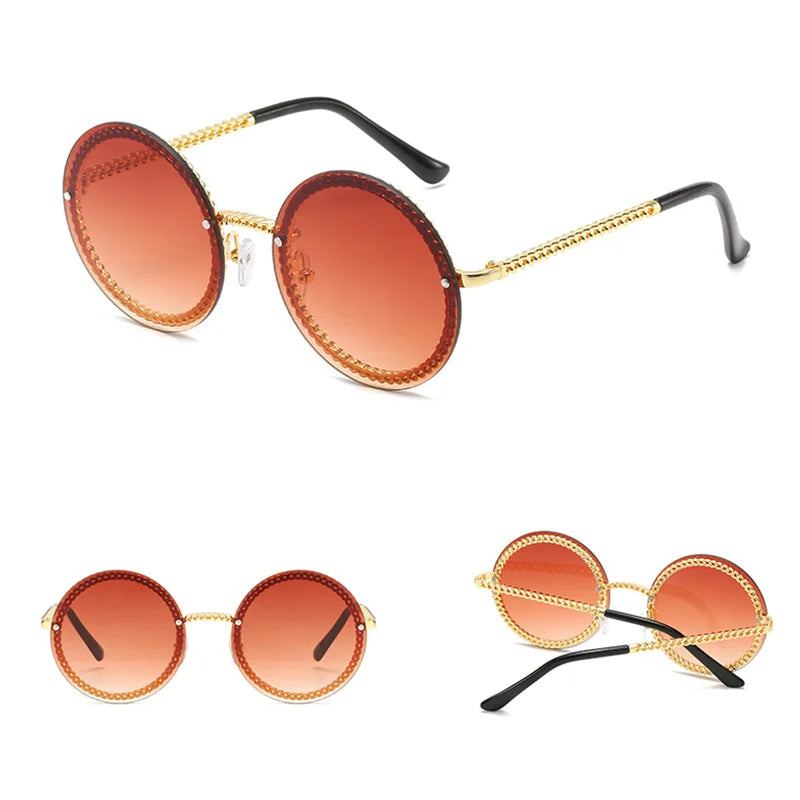 Femlion Rimless Round Sunglasses 2024 | Luxury Brand Women's Sun shades UV400