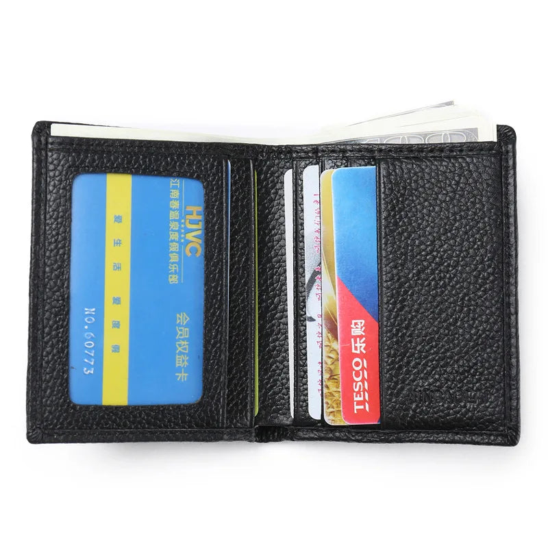 Femlion Genuine Leather Men's Wallet Slim Mini Purse Card Holder Money Bag