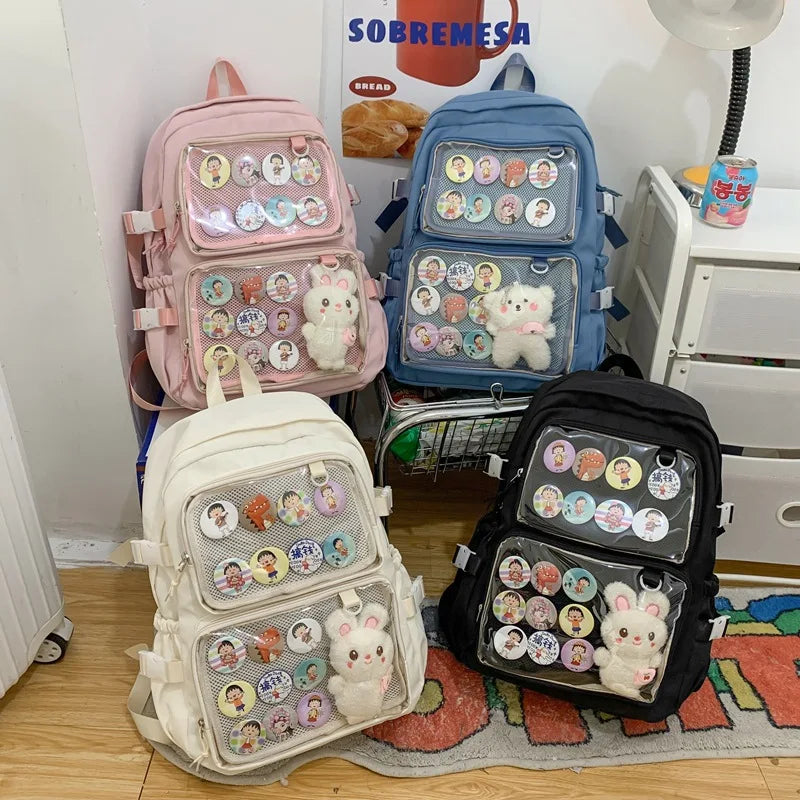 Femlion Kawaii Transparent PVC Backpack for Girls - School, Book, Travel Rucksack