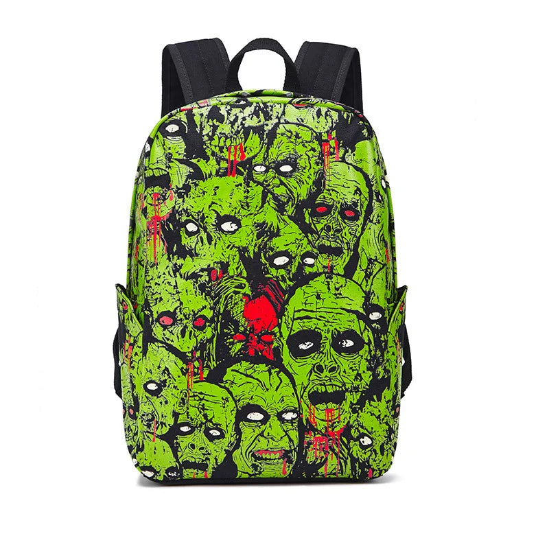 Femlion Luminous Canvas Backpack Green Mochila - Gothic Punk School Travel Bag