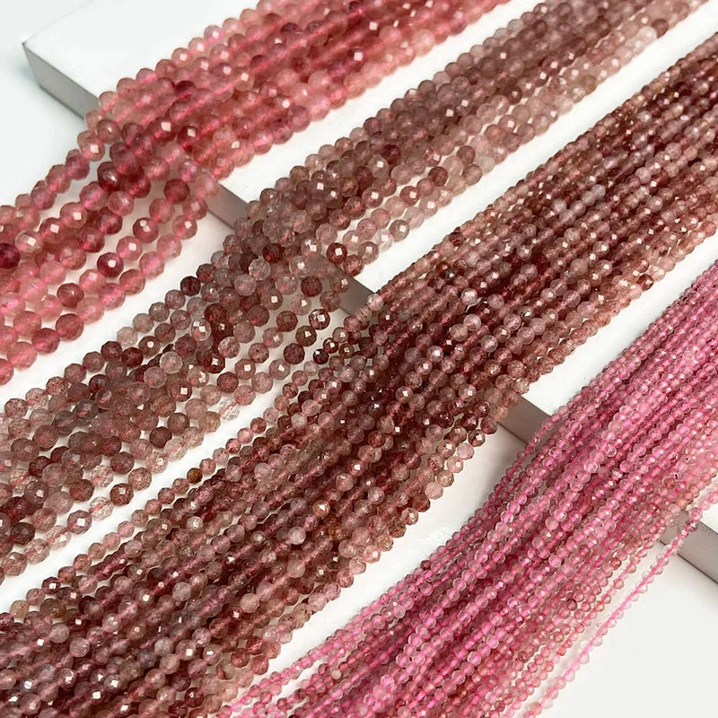 Faceted Strawberry Quartz Beads by Femlion: Crystal Stones for DIY Jewelry Making