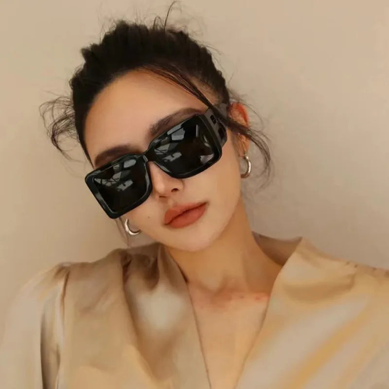 Femlion Square Metal Sunglasses Unisex Gradient Shades Luxury Retro Eyewear