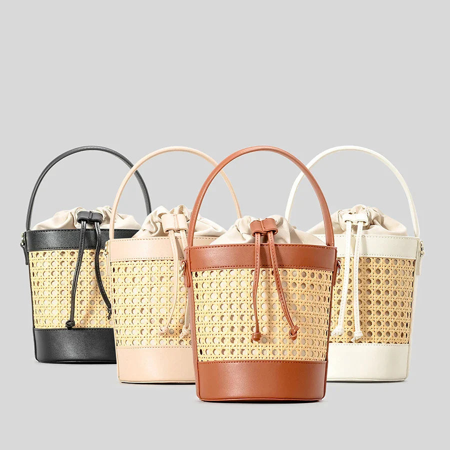 Femlion Luxury Woven Bucket Bag: Stylish Summer Handbag for Women