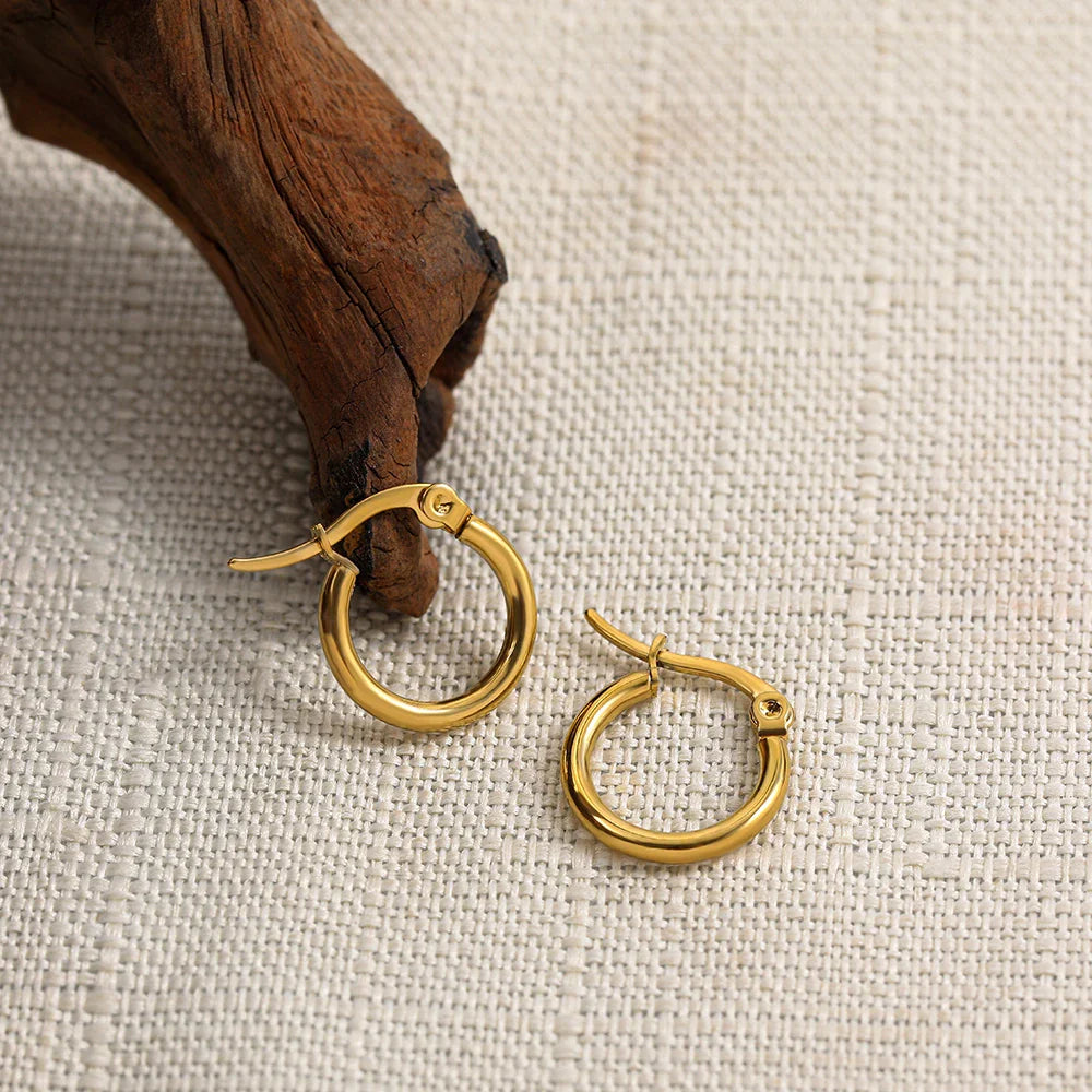 Femlion Gold Stainless Steel Chunky Round Hoop Earrings