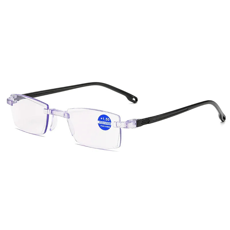 Femlion Retro Bifocal Reading Glasses Anti-blue Light Men Women Rimless Eyewear